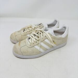 Adidas Gazelle Suede Sneakers Women’s‎ Size 7.5 Beige White Classic Retro Shoes